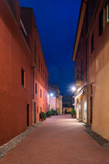 Fototapeta na wymiar Varigotti narrow street in the night, Italy