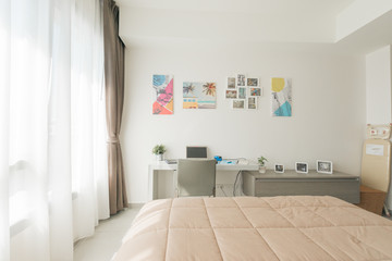 Interior of cozy bedroom in modern desig