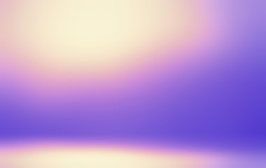 Spotlight on wall and floor. Lilac yellow gradient. Wonderful room 3d background. Magical blur illustration.