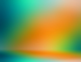 Green yellow orange stripped defocus pattern on wall and floor texture. Creative abstract interior. Studio 3d background.