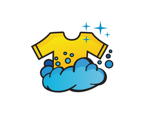 clean cloth go out from foam laundry logo design inspiration