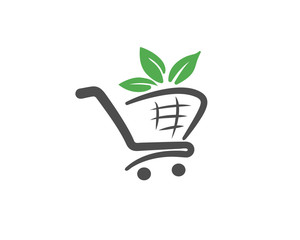 organic shopping cart logo design inspiration © syafart