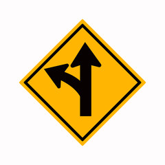 Proceed Straight or Turn left Road Sign,Vector Illustration, Isolate On White Background Label..