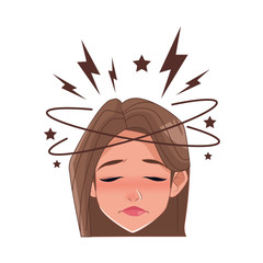 woman with headache stress symptom character