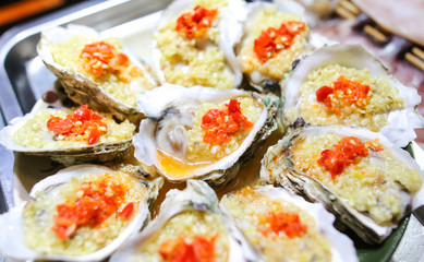 Sea oysters cooked according to a special recipe.