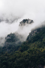 A landscape with fog and the nice view of mountains and forest at Chiang Dao, Thailand