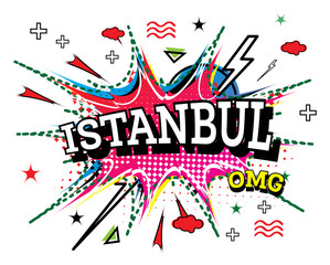 Istanbul Comic Text in Pop Art Style Isolated on White Background.
