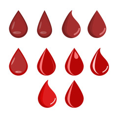 Red blood drop symbol. Flat design vector.
