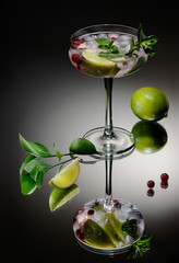 cocktail with lime and ice
