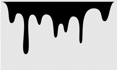 Black melt drips or liquid sauce drops. Black liquid or melted chocolate drips, current paint.