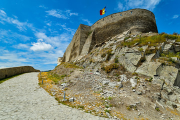 Fototapeta premium The Fortress of Deva is a fortress located in the city of Deva, Hunedoara County, Romania, on top of a volcanic hill.