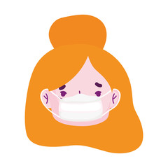 girl face with medical mask covid 19 coronavirus pandemic