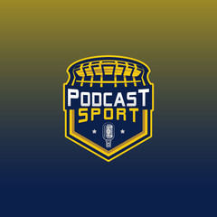 Podcast sport logo design inspiration. Esport logo design with stadium symbol