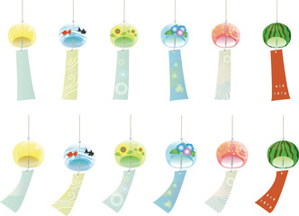 Wind chimes set with various patterns.