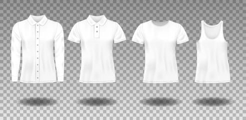 Realistic Blank uniform template sleeveless t-shirt, Polo, shirt with long sleeves. Mockup for clothes design, front view. vector illustration