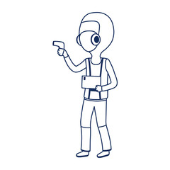 doctor with protective suit and mask covid 19 coronavirus pandemic line style