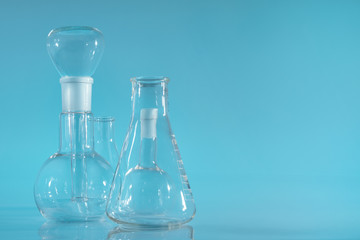 Chemical vessels. Glass flasks. Laboratory utensil.