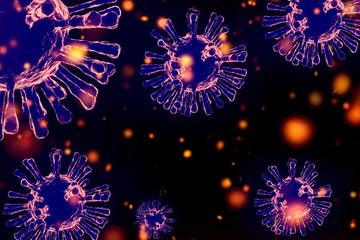 Virus 3d graphic abstract background.