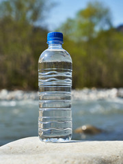 Plastic bottle with clean drinking water.