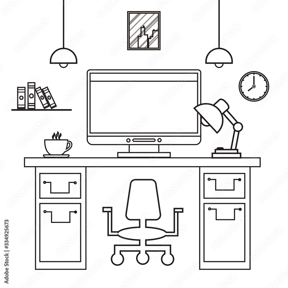 Aufkleber modern designer workspace with desktop computer