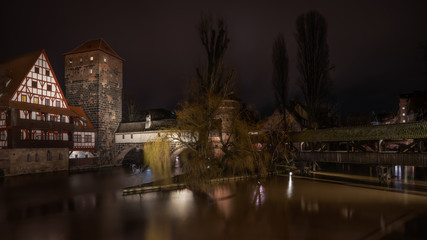 Fototapeta na wymiar A stormy night in Nuremberg - Eine stürmische Nacht in Nürnberg