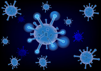 Coronavirus, covit-19 virus ,microbiology,blue background. vector