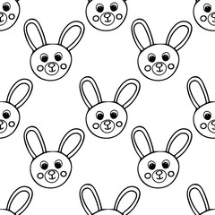Hares hand drawn in doodle style seamless pattern. Easter bunnies, cute animals. Background for decor and design of children's room, clothes, textiles, wrapping paper, scrapbooking