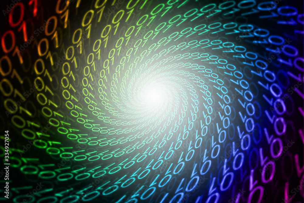 Poster internet big data spiral background consisting of the number 01.