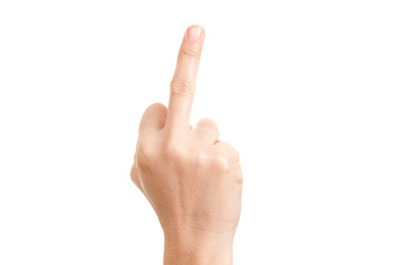 Fuck you in the hand sign isolated on a white background.