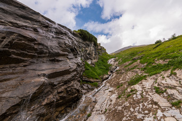 View of Grossglockner Mountain from the Grossglockner High Mountain Road. Breathtaking views of the Austrian Alps, Zell am See district, state of Salzburg in Austria. (Europe)