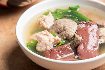 Soup with Tofu and Minced Pork ,Thai food reserve for lunch time
