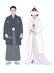 和装の新郎新婦