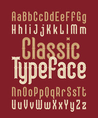 Vector classic typeface. Decorative design font set.
