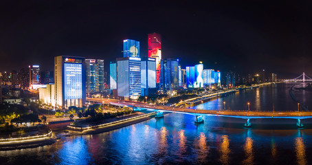 Aerial panorama view of cityscape of Fuzhou in China
