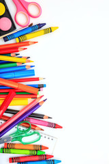 School supplies on white background. Back to school concept.