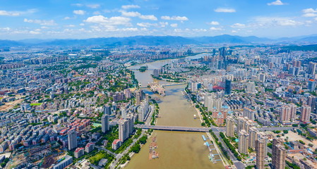 Aerial panorama view of cityscape of Fuzhou in China
