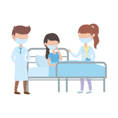 covid 19 coronavirus pandemic, male and female doctor with patient