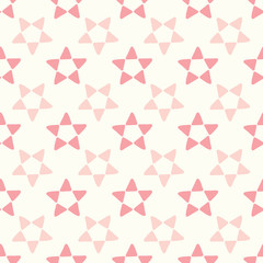 Star pattern vector background. Pink star geometric seamless repeat design.