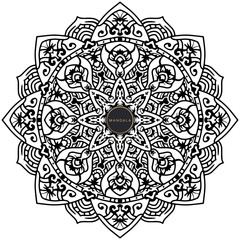 Mandala, tracery round boho doodle. Ethnic ornament, sketched symmetry. Folk, meditation design. Curved shape, isolated on white. Black and white art. Vector