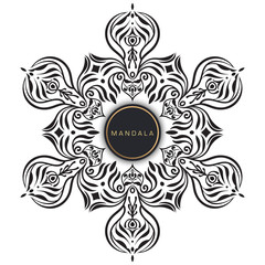 Mandala, tracery round boho doodle. Ethnic ornament, sketched symmetry. Folk, meditation design. Curved shape, isolated on white. Black and white art. Vector
