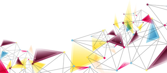 Line points connections, triangular technology design. Abstract geometric background