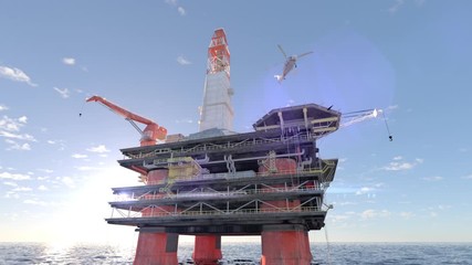 beautiful view oil platform rig derrick - Powered by Adobe