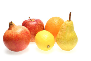 Assortment of exotic fruits isolated on white