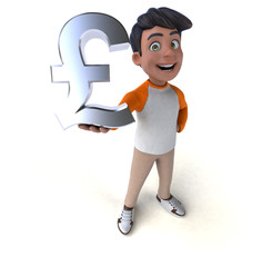 Fun 3D cartoon Asian teenager .