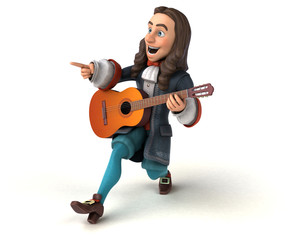 3D Illustration of a cartoon man in historical baroque costume