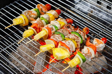 shish kebab on skewers
