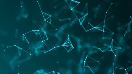Technology background. Abstract connecting lines with dots. Network connection structure.  3D rendering
