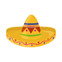 traditional hat cinco de mayo mexican celebration flat style icon