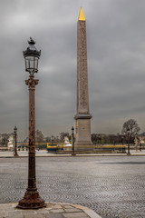 Fototapeta na wymiar Paris, France - March 17, 2020: 1st day of containment because of Covid-19 pandemic at Place de la Concorde, near Champs Elysees in Paris