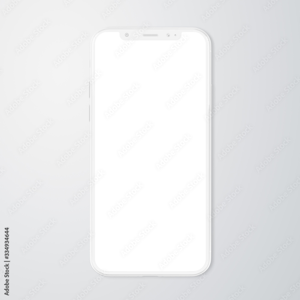Poster white modern smartphone mockup isolated on grey 3d rendering